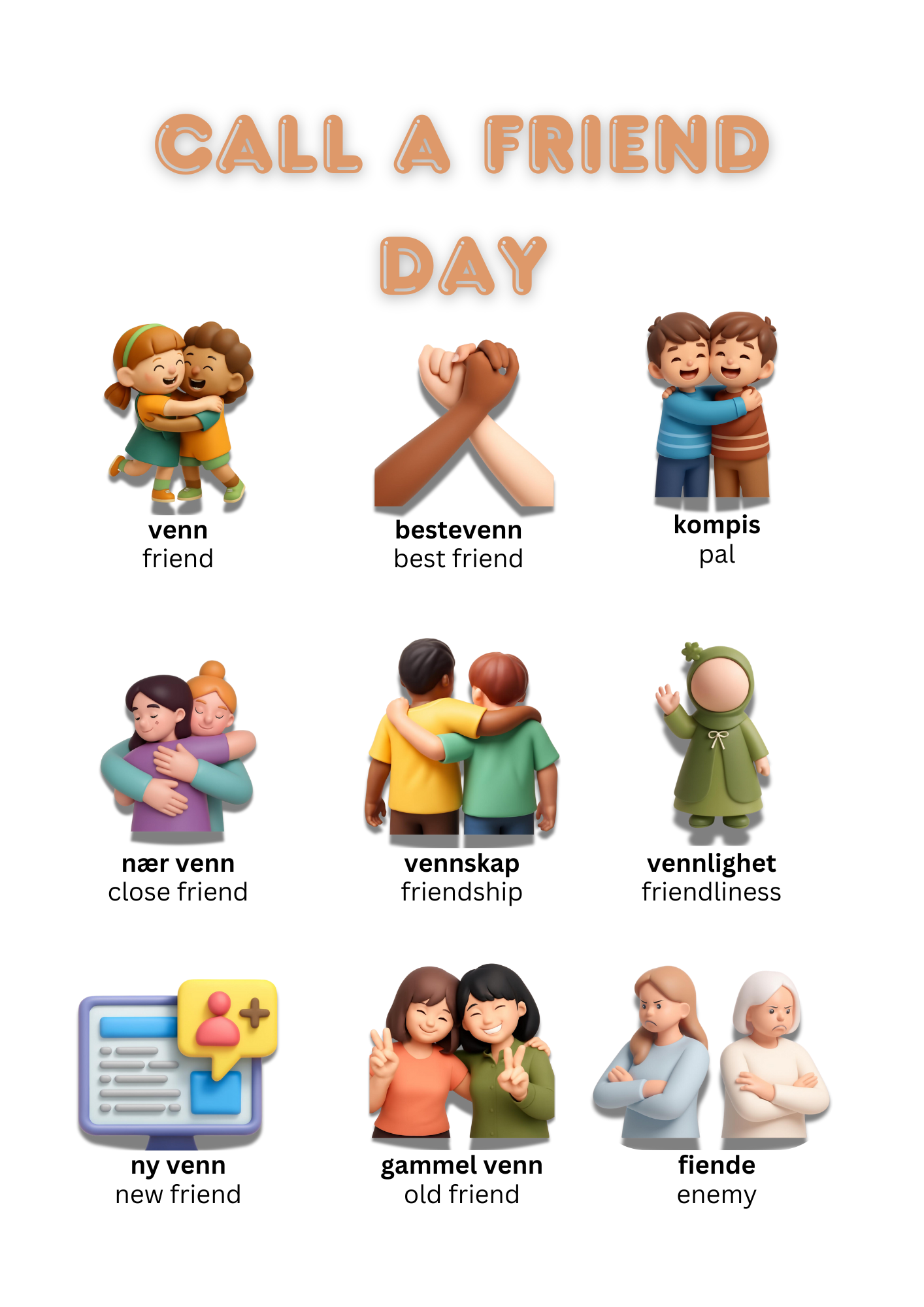 Call a Friend Day list in Norwegian, page 1